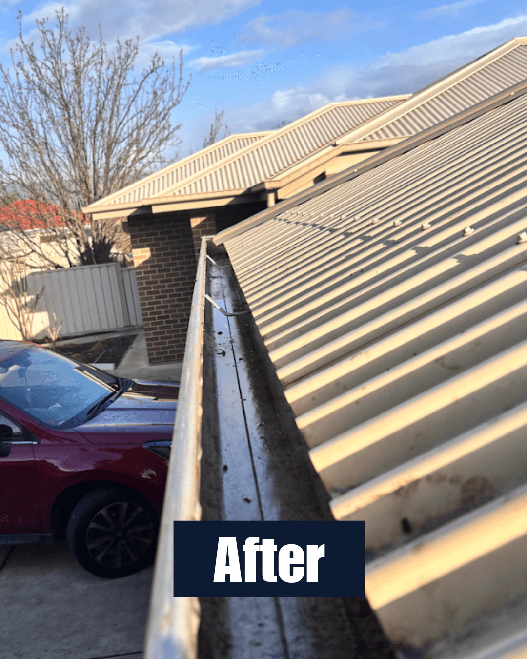 Clean gutter after leaf and debris removal