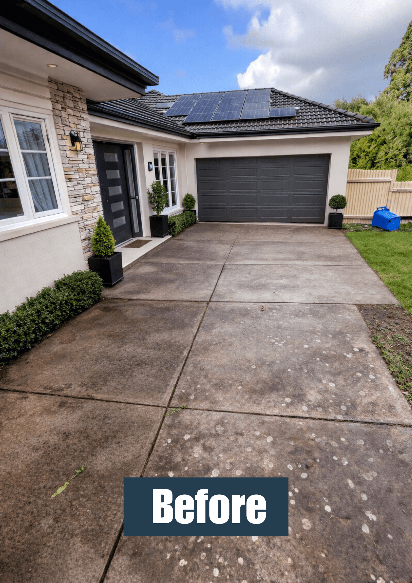 Pressure washing driveway before result 1