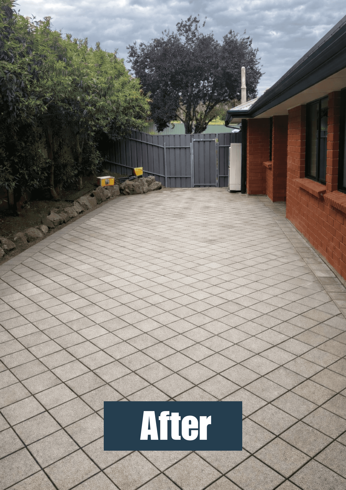 Pressure washing paved area after result 3