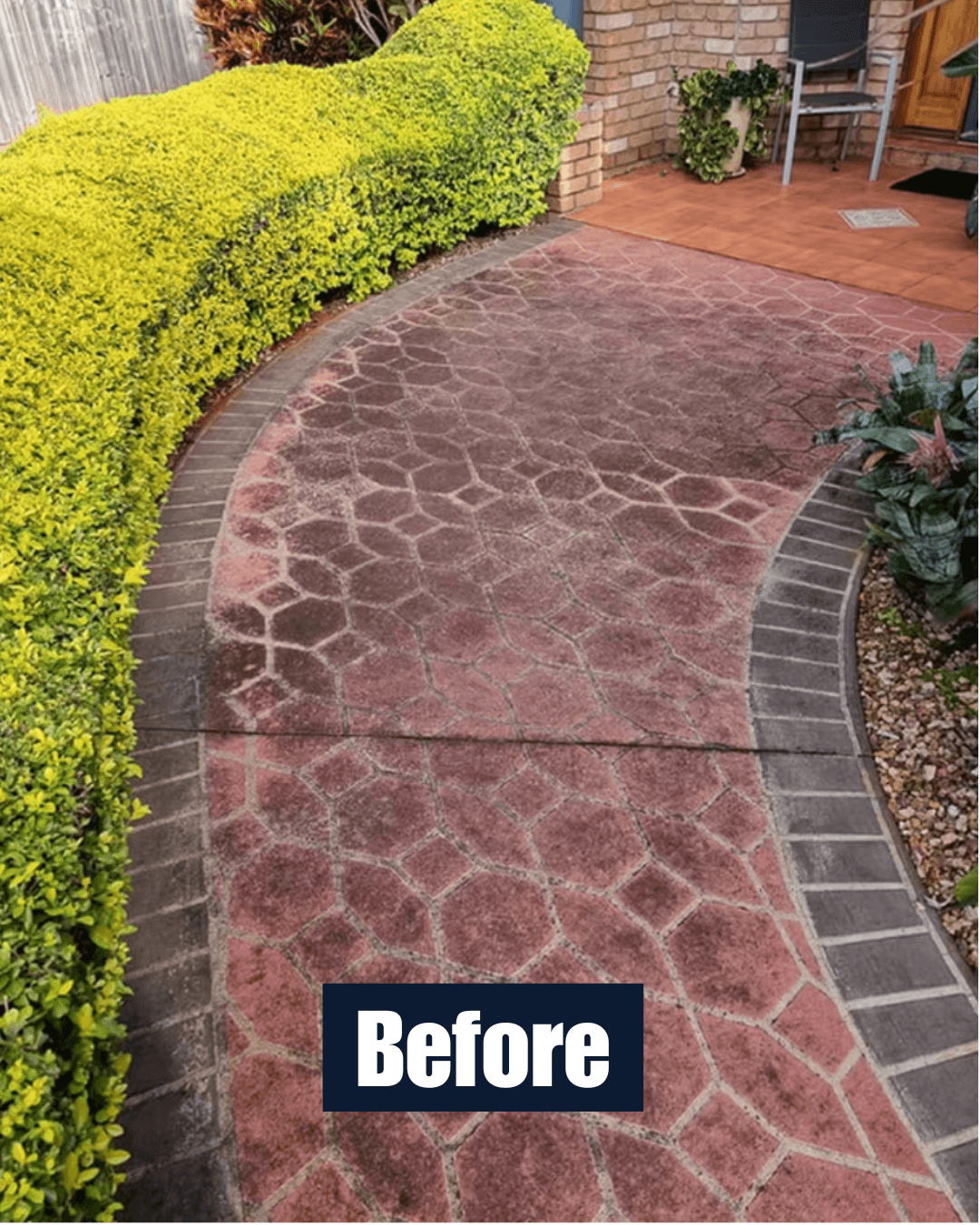 Curved pathway before paver and concrete sealing