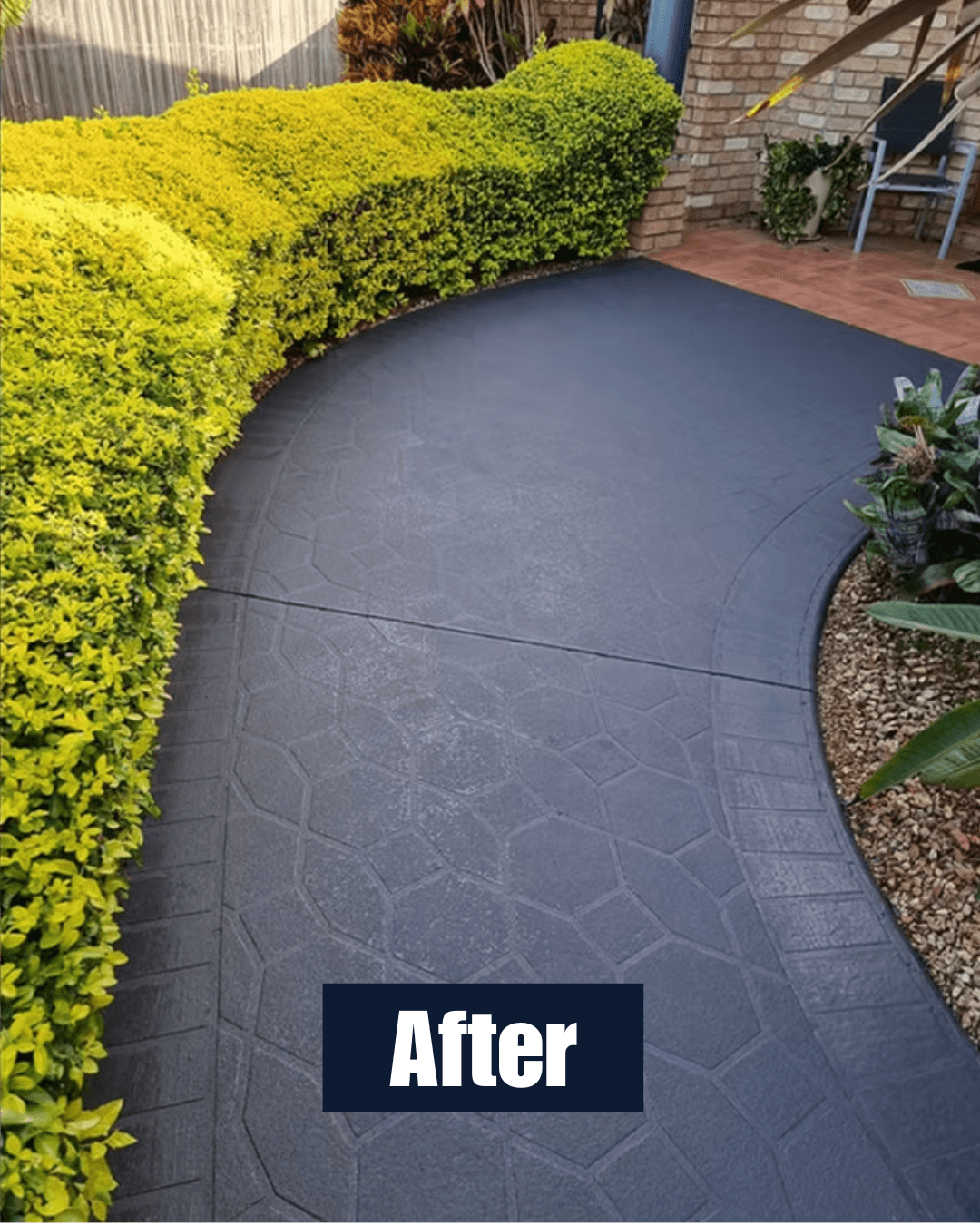 Curved pathway after paver and concrete sealing